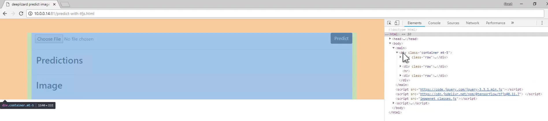 tfjs-mobilenet predict-app-page elements.jpg